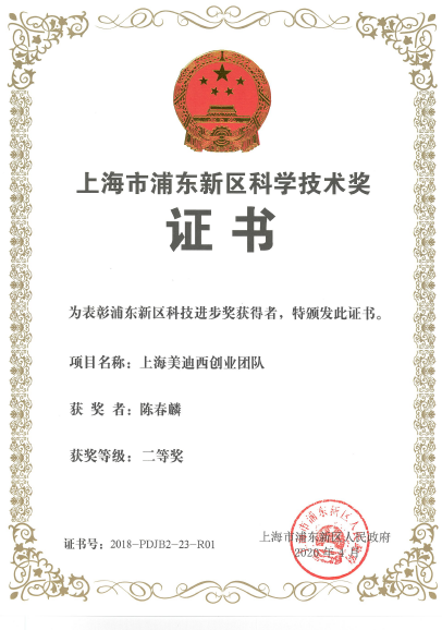 浦东新区科学技术进取奖二等奖