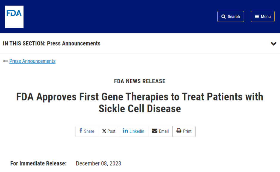 2023年12月8日，美国FDA核准了两款拥有里程碑意思的疗法——Casgevy和Lyfgenia.jpg