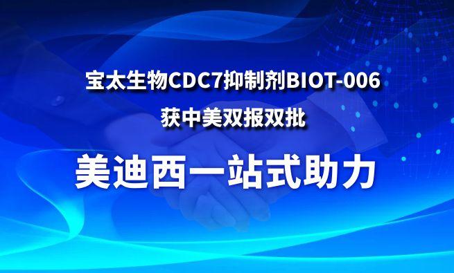 和记H88一站式助力战术合作同伴宝太生物CDC7抑造剂BIOT-006获中美双报双批